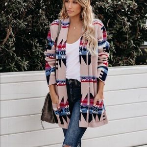 VICI NICOLET COTTON POCKETED AZTEC CARDIGAN